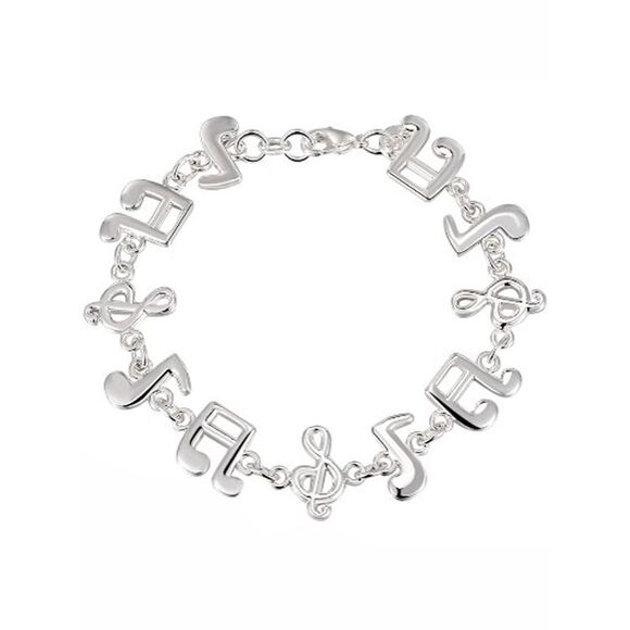 Musical Notes Sterling Silver Plated Charm Bracelet - Picture 1 of 4